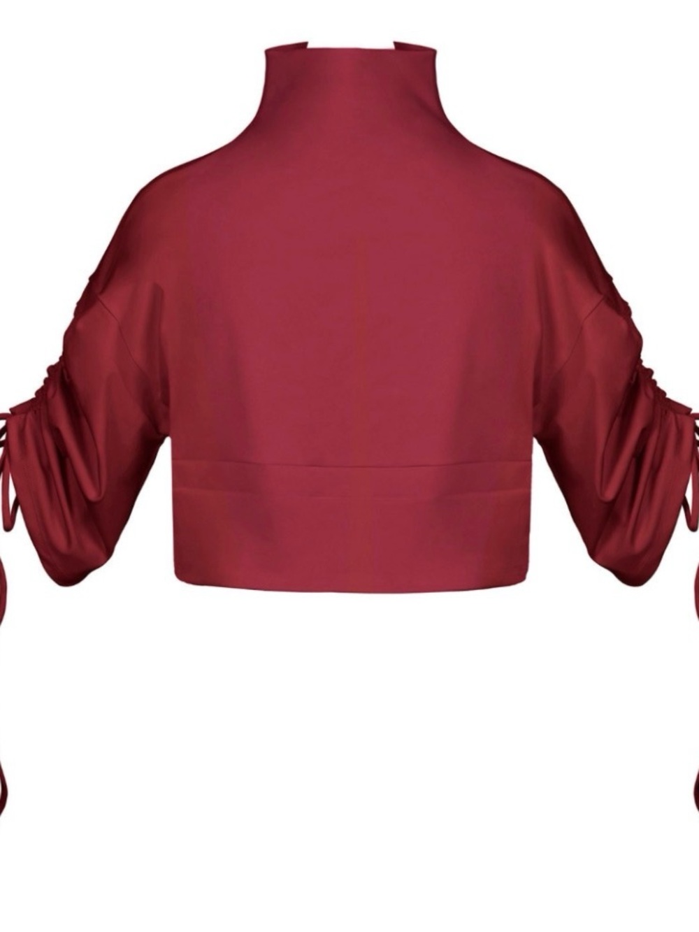 Port de Bras Cata Top-High-Neck Cropped Top in Wine Red